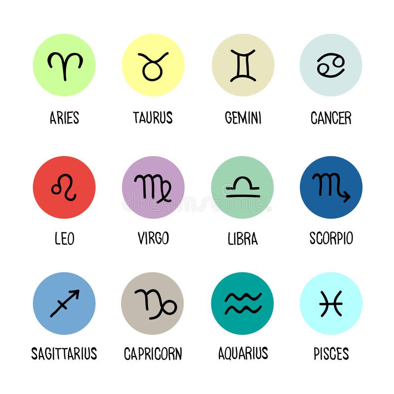 Symbols of Zodiac Sign Gemini with Light Flare Background Stock ...