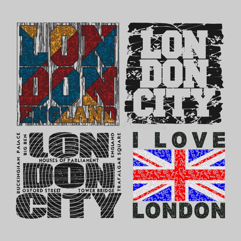 Set T-shirt London, design, fashion, typography stock illustration Set T-shirt London, design, fashion, typography stock illustration
