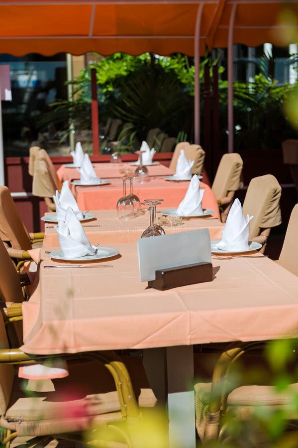 Set Tables at Outside Dining Area Stock Image Image of dinner, architecture 46628187