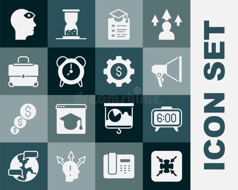 Set Target, Digital Alarm Clock, Megaphone, Online Education, Alarm