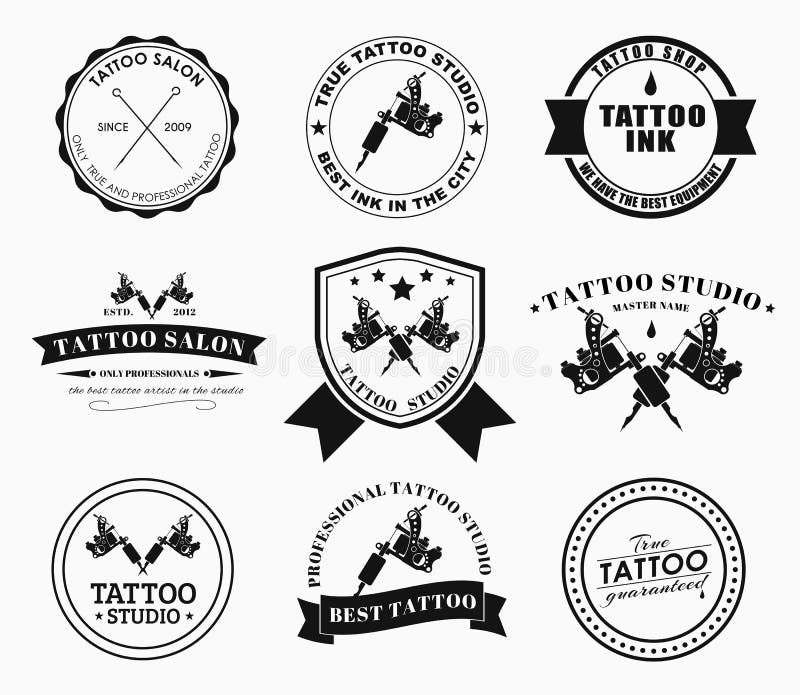 Set Tattoo Logos of Different Styles Stock Vector - Illustration of ...