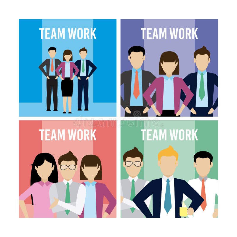 Set of teamwork square frames stock illustration Set of teamwork square frames stock illustration