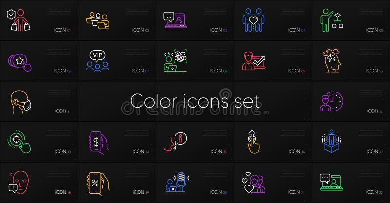 Set of Teamwork, Swipe up and Success business line icons. For design. Vector royalty free illustration