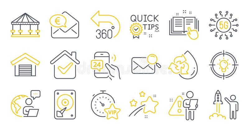 Set of Technology icons, such as 5g technology, 360 degrees, Hdd symbols. Vector vector illustration