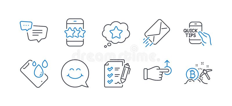 Set of Technology icons, such as Text message, E-mail, Loyalty star. Vector royalty free illustration
