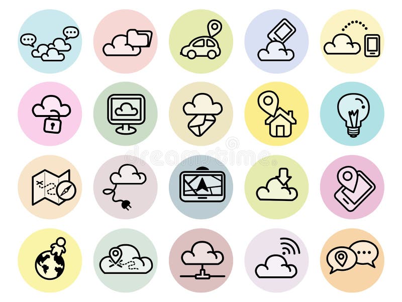 Set of technology icons for web and mobile vector illustration