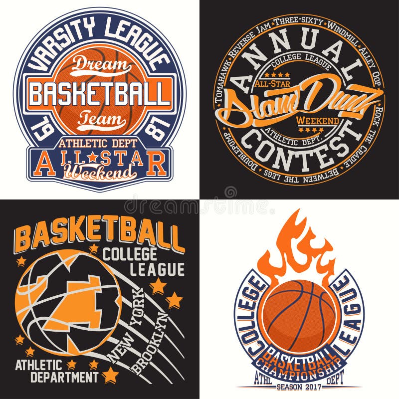 Basketball championship logo design. Graphic design for t-shirt and print  media. Vector and illustration. Stock Vector