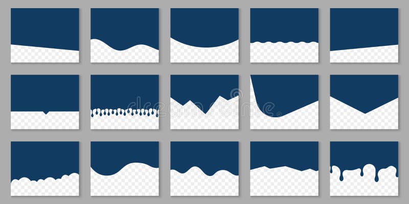 Set of Template Dividers Shapes for Website. Curve Lines, Drops, Wave Collection of Design Element for Top, Bottom Page vector illustration
