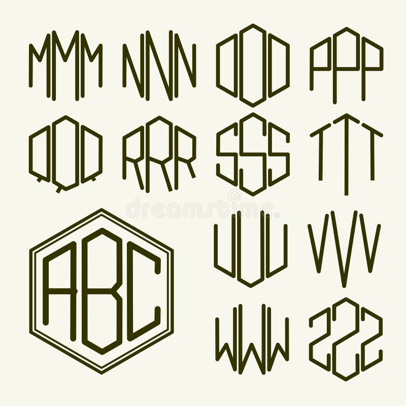 Set 2 Template Letters To Create A Monogram Stock Vector - Illustration of letters, artdeco ...