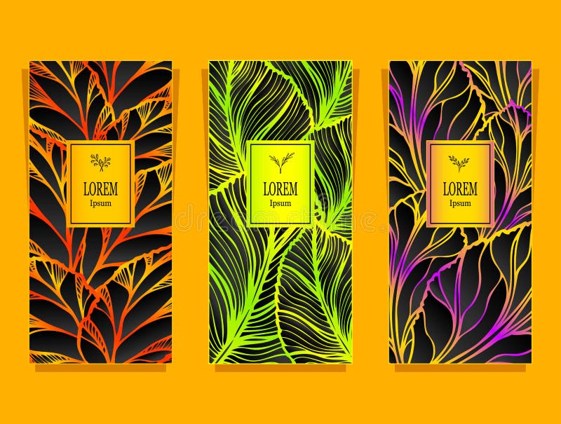 Set Template for package from Luxury background made by foil leaves in colorful