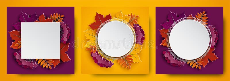 Set of Templates, Autumn Leaves for Banner, Voucher, Poster Stock Vector -  Illustration of bright, background: 124097729