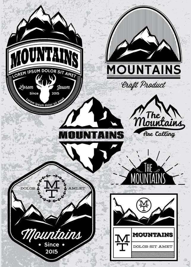 Set of templates for emblems with mountains