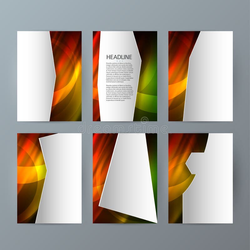 Set templates vertical brochure mockup hot glow effect04 vector illustration Set templates vertical brochure mockup hot glow effect04 vector illustration