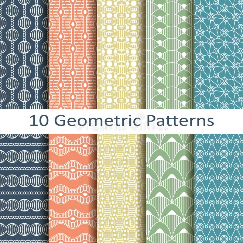 Set of ten geometric patterns