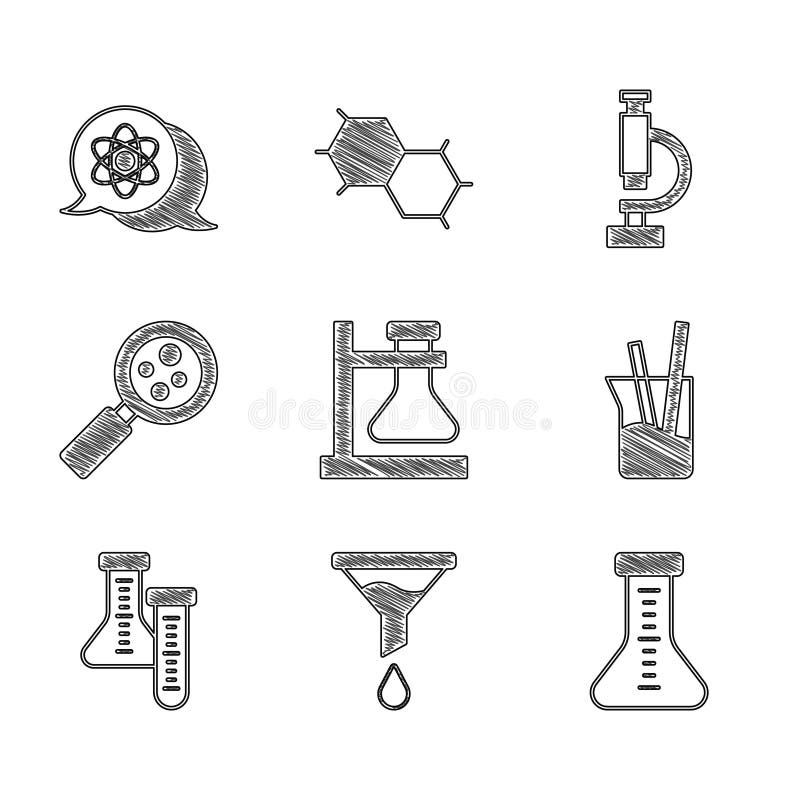 Set Test Tube Flask on Stand, Funnel or Filter, Laboratory Glassware ...