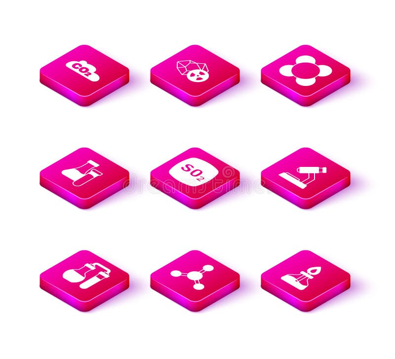 Set Test Tube, Molecule, Sulfur Dioxide SO2, Alcohol or Spirit Burner