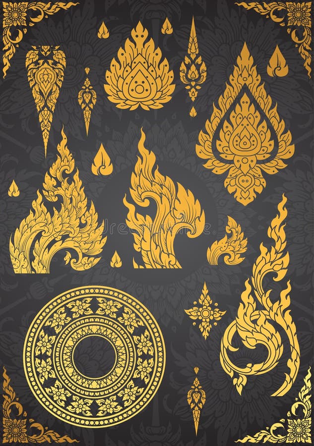 Set of Thai art element, Decorative motifs. Ethnic Art, icon