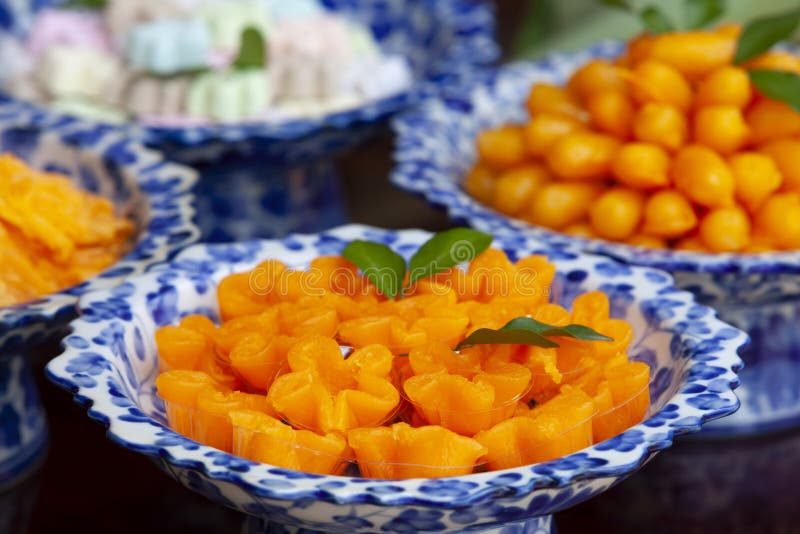 Set Thai Sweetmeat Dessert Made from Egg and Sugar ,Thai Desserts Stock