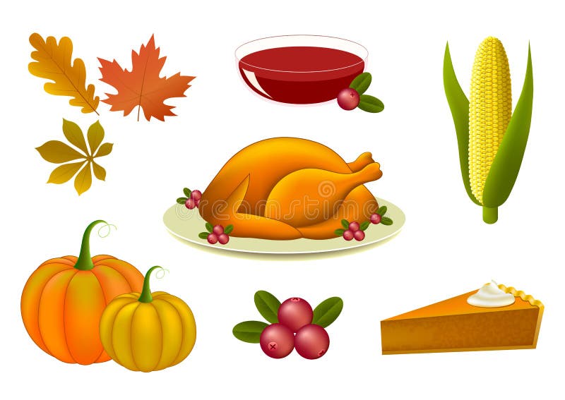 Set of Thanksgiving icons stock vector. Illustration of orange - 34139901