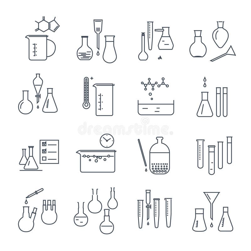 Set Of Thin Line Icons Chemical Laboratory Equipment Stock Vector ...