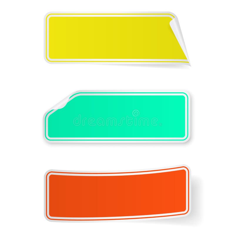 Set of Three Blank Sticky Long Labels for Your Stock Vector
