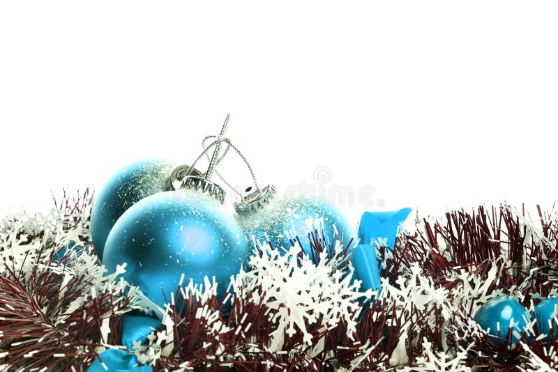 Set of three blue christmas balls with reflex