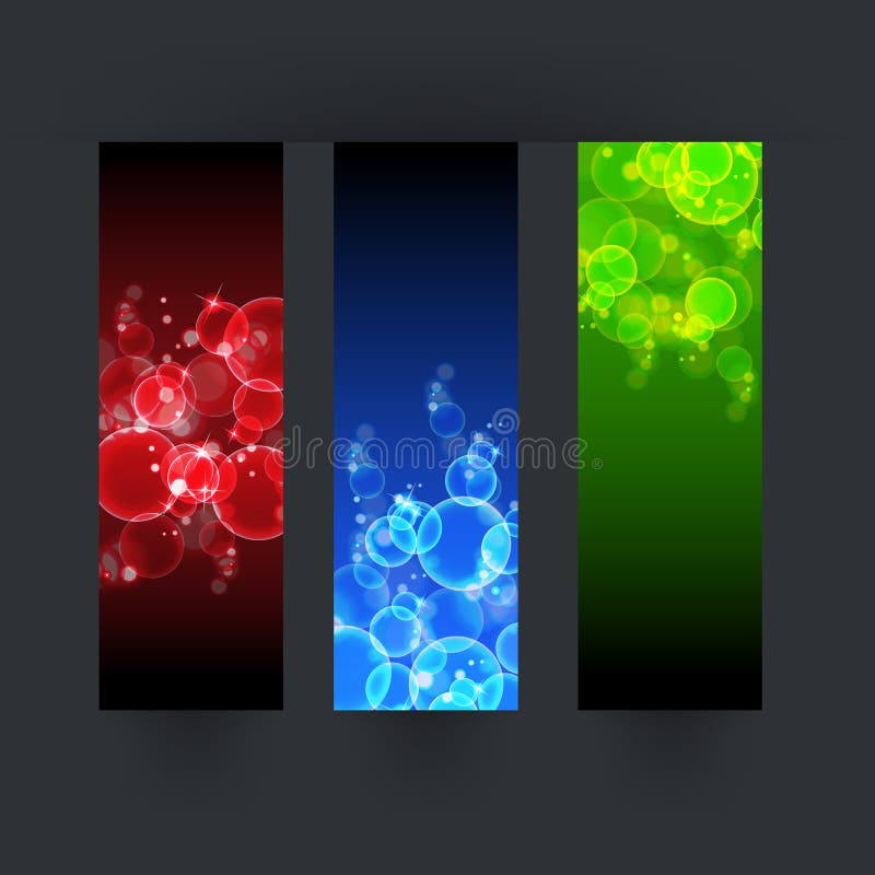 Set of three bubbles banner
