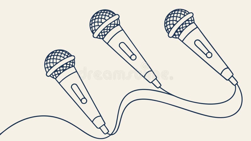 Set of Three Classic Microphones Illustration, vector design Generative AI stock illustration