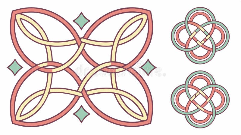 Set of three decorative Celtic knot patterns ornaments vector design Generative AI stock illustration