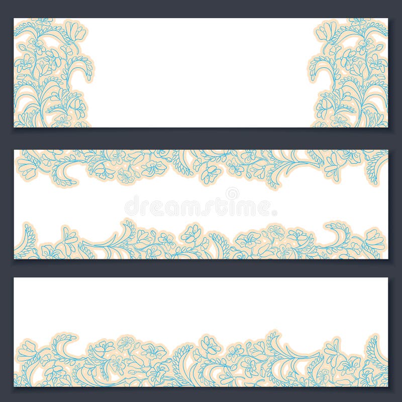  Banners with Blue Flowers. Vector Eps10. Stock Vector