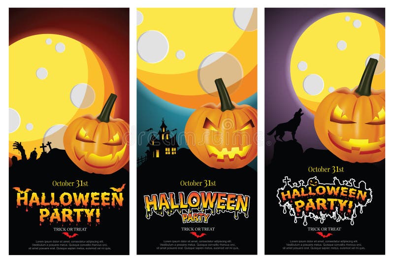 Set of three Halloween banners illustrator Vector Eps 10 vector illustration