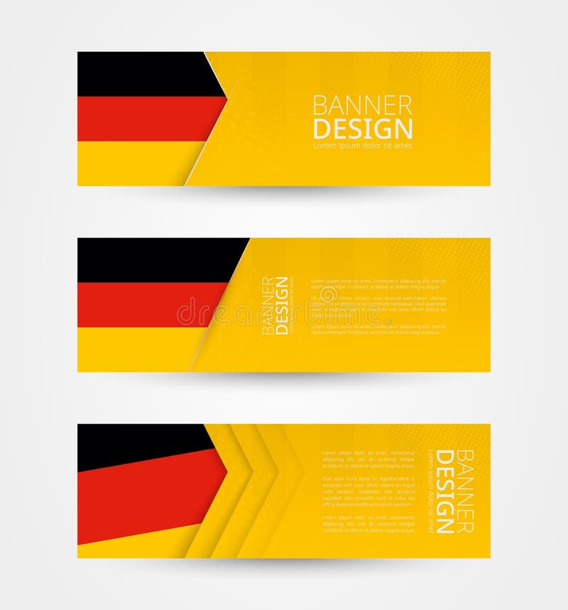 Set of Three Horizontal Banners with Flag of Germany.  Banner Design
