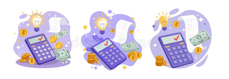 Financial Idea Calculation Set royalty free illustration