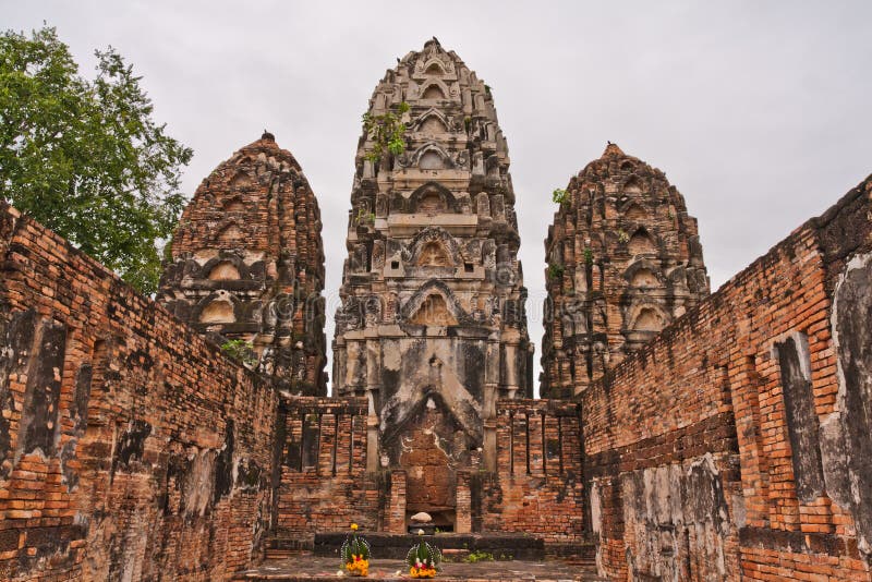 Set of three pagodas in sukhothai