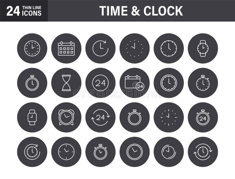 Set of Time and clock web icons in line style. Timer, Speed, Alarm, Calendar. Vector illustration vector illustration