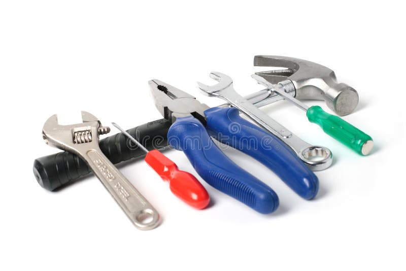 Set of tools isolated over white. royalty free stock image