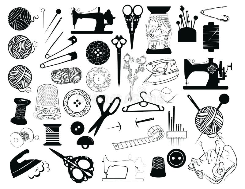 https://thumbs.dreamstime.com/b/set-tools-sewing-cutting-collection-supplies-black-white-vector-illustration-atelier-tailoring-157665981.jpg