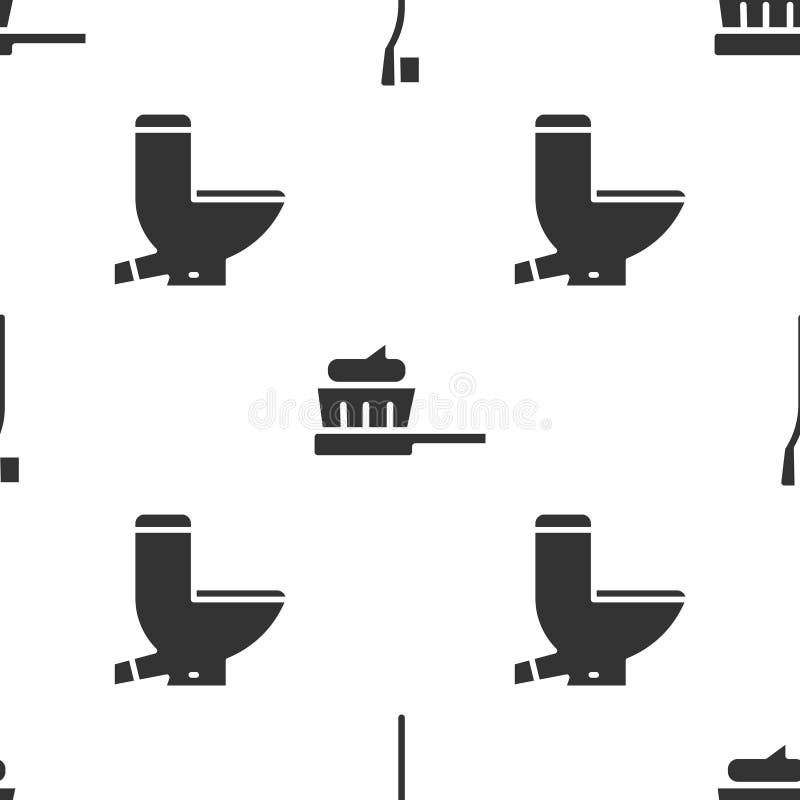 Set Toothbrush, Toothbrush with Toothpaste and Toilet Bowl on Seamless