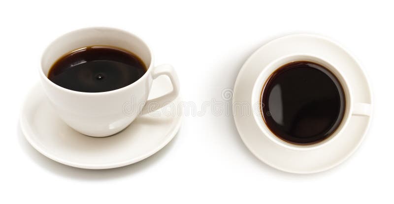 Set of top view coffee cup isolated
