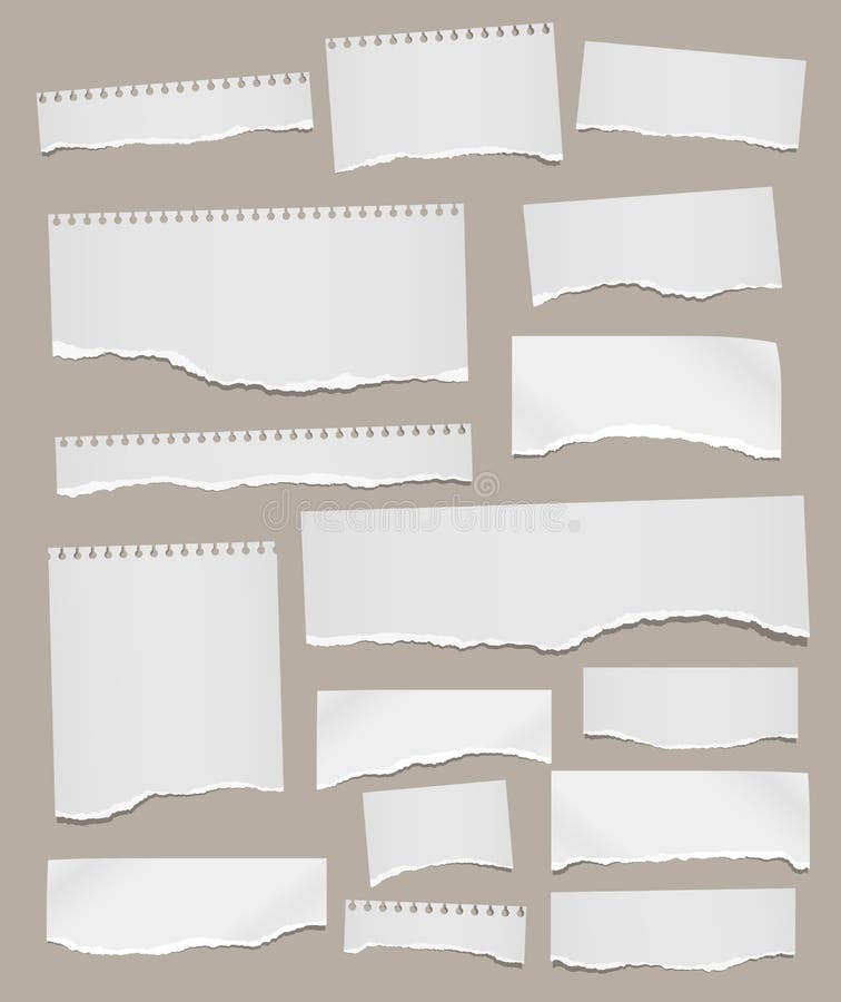 Ripped paper set with red cardboard background Vector Image