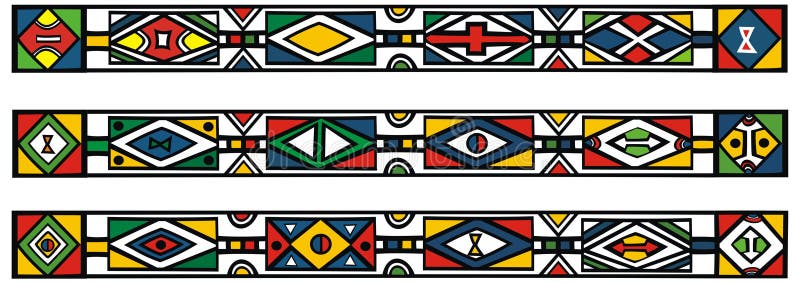 Set traditionelle afrikanische ndebele Muster lizenzfreie abbildung Set traditionelle afrikanische ndebele Muster lizenzfreie abbildung
