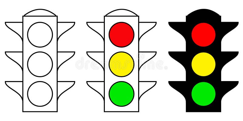 Set traffic light interface icons. Red, yellow and green yes, no and wait