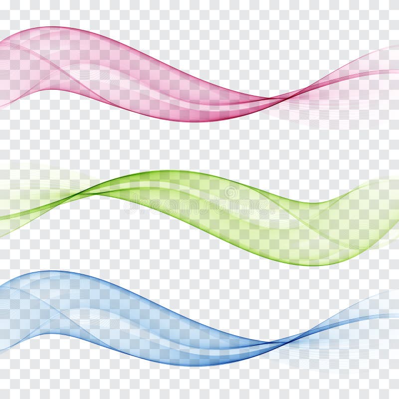 Set of Transparent Abstract Waves Blue,green and Pink.Vector Eps10