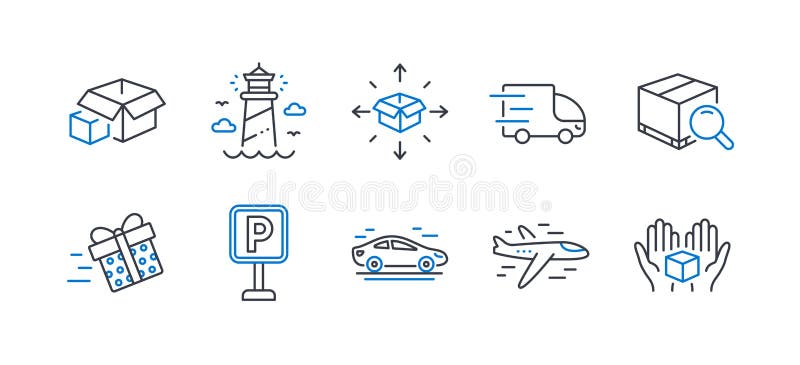 Transportation Icons Set. Included Icon As Car, Ambulance Emergency, Parcel  Shipping Signs. Vector Stock Vector - Illustration of marine, hospital:  198046833