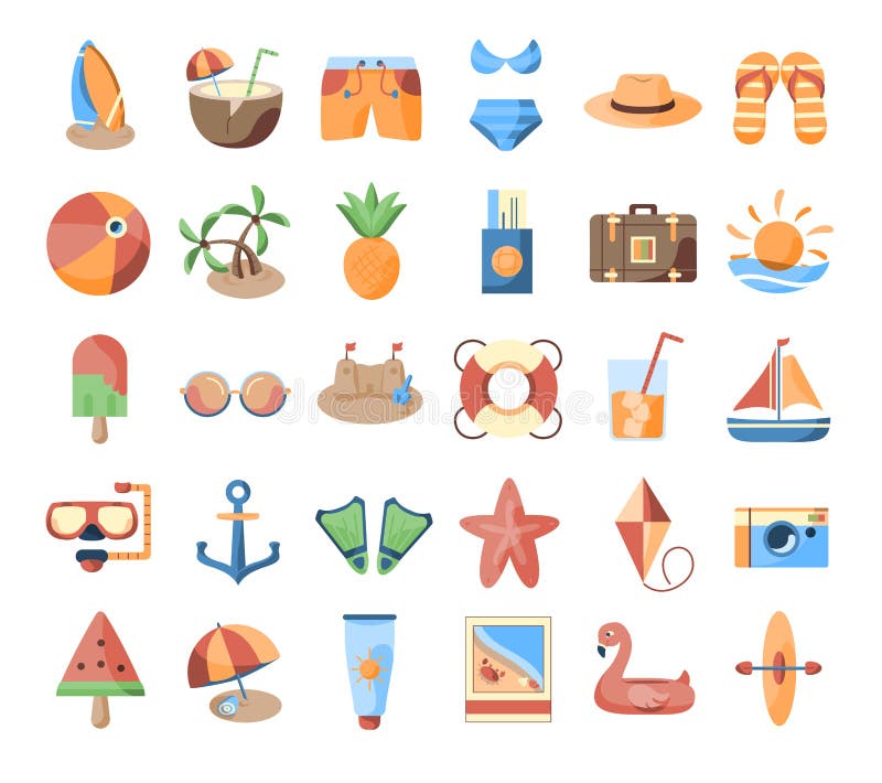 Vector Set Of Travel Emoji Icons Isolated