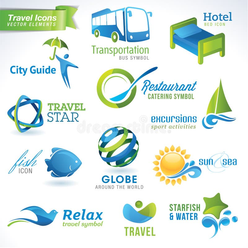 Set of travel icons for hotel and travel agency
