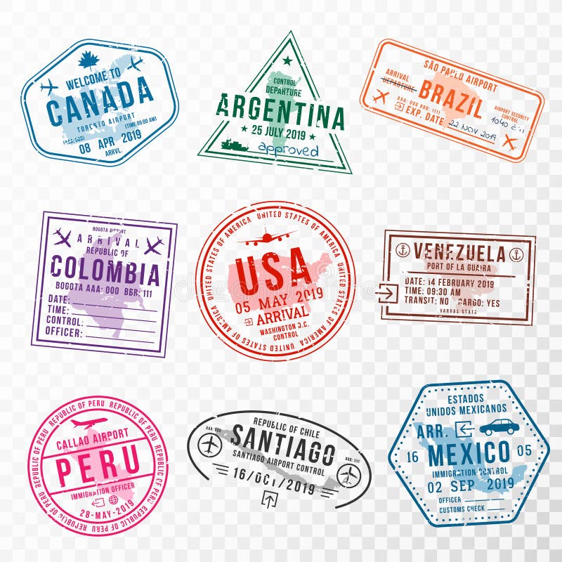 set of travel visa stamps for passports international and immigration office stamps arrival and departure visa stamps stock vector illustration of frame india 131925630