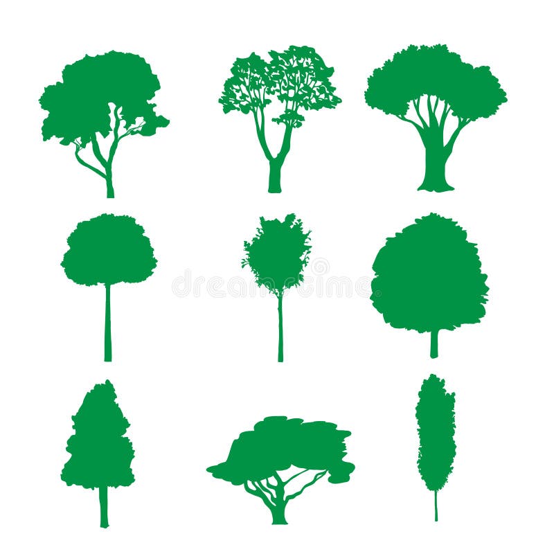 Set of Trees Glyph Vector Icons. vector illustration