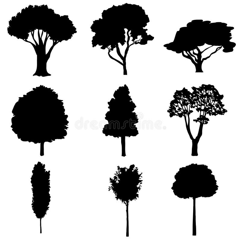 Set of Trees Glyph Vector Icons. royalty free illustration