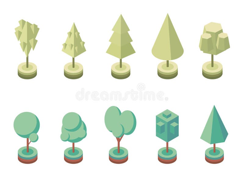 Set Trees Isometric. Landscape Constructor Kit. Icons for City Maps ...